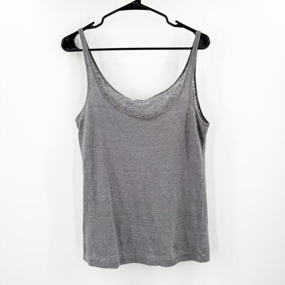 EILEEN FISHER Tank Size Small NEW 100% Linen Gray Stripe Breathable Light NWOT - Picture 1 of 9